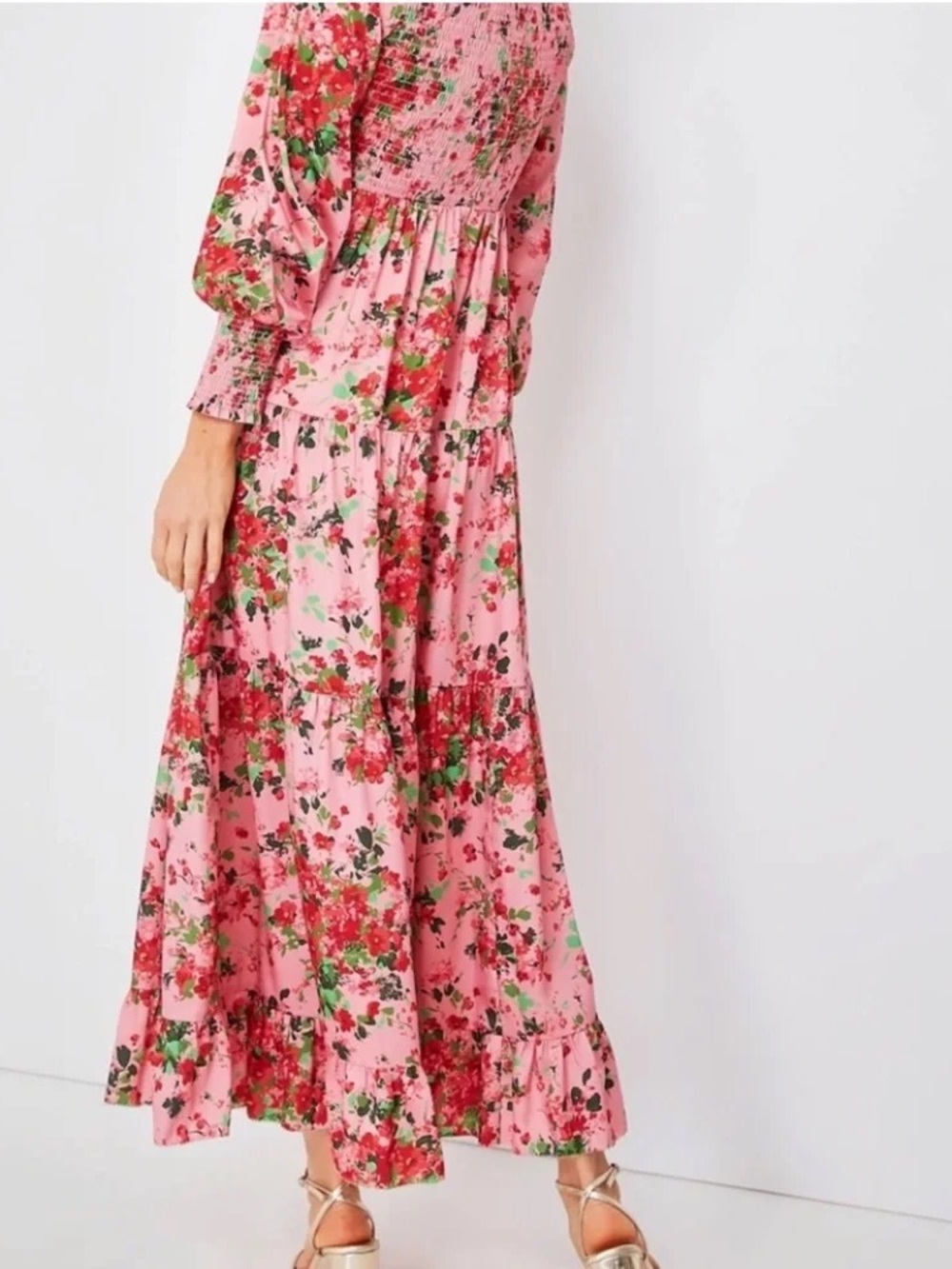 Tuckernuck Peony Meadows Libby Dress Pink Floral Smocked Maxi S - Picture 5 of 14